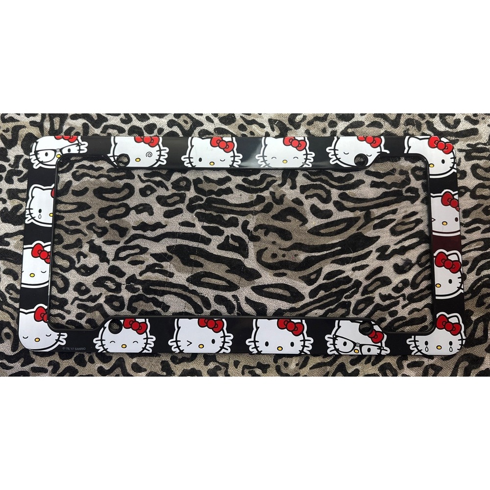 Sanrio Hello Kitty License Plate Frame Black & Red !